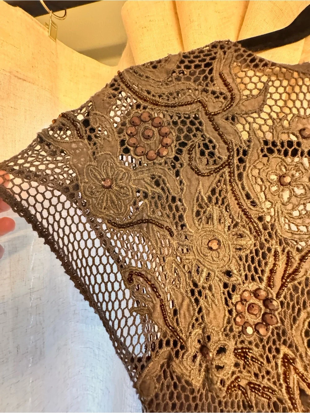 Free People Brown Crochet Midi Dress